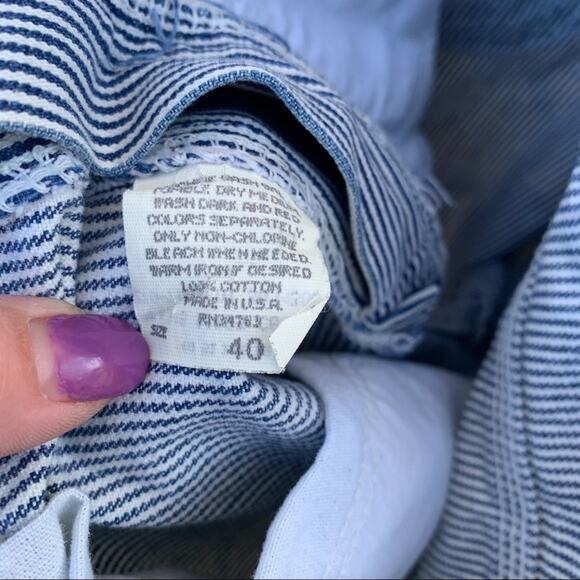 Vintage Lee railroad stripe denim jean shorts size 40 - Picture 4 of 6